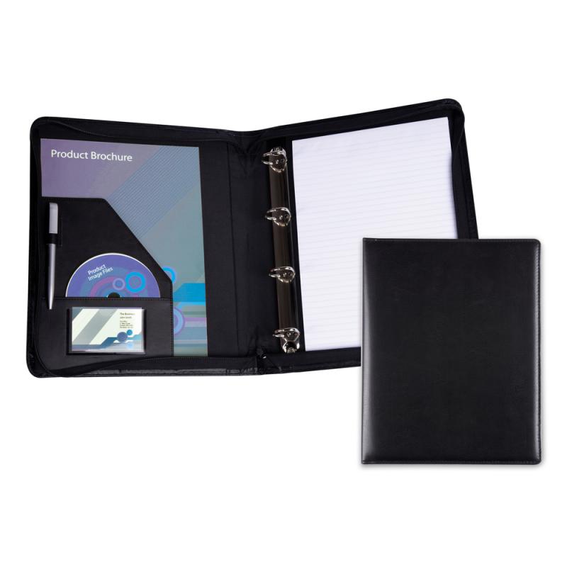 Image of Black Belluno Zipped Ring Binder